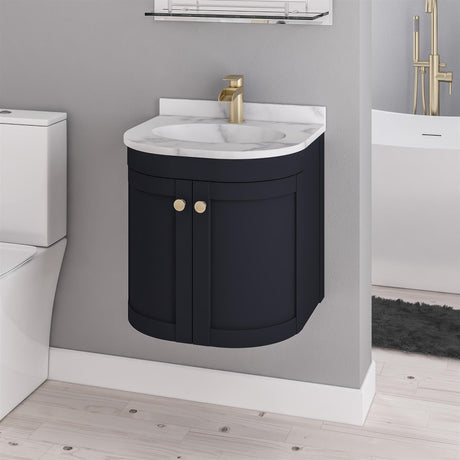 Eastbrook Wall Mounted Vanity Unit Matt Anthracite / White Quartz Eastbrook Hardwick Traditional 500mm Wall Hung Vanity Unit with Basin
