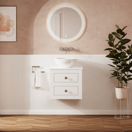Crosswater Wall Mounted Vanity Unit White Gloss / 495 x 375mm Crosswater Canvass Vanity Unit with White Carrara Marble Effect Worktop