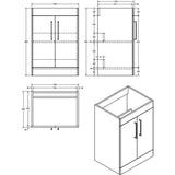 Imex Floor Standing Vanity Unit Imex Croma Floor Standing Double Door 500mm Vanity Unit with 1 Tap Hole Basin