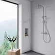 Flova Exposed Shower Set Chrome Flova Linea Exposed Thermostatic Shower Valve Set with Adjustable Riser, Rainshower Head and Handset