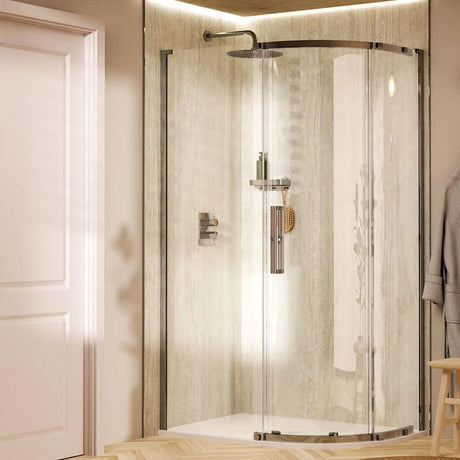 Crosswater Quadrant Shower Enclosure Crosswater Asura 8mm Quadrant Sliding Shower Door 1000 x 800mm in Chrome