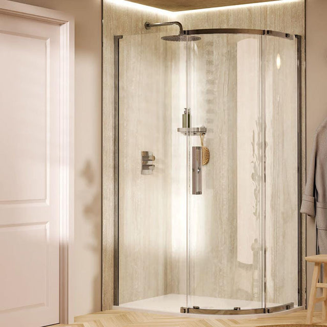 Crosswater Quadrant Shower Enclosure Crosswater Asura 8mm Quadrant Sliding Shower Door 1000 x 800mm in Chrome