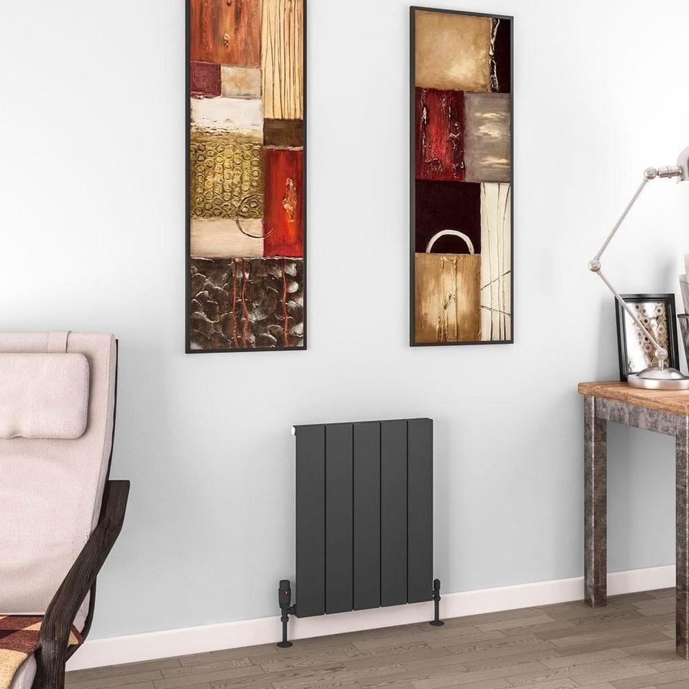 Eastbrook Panel Radiator 600 x 470 / Dual Fuel Eastbrook Charlton Horizontal Aluminium Designer Radiator in Matt Anthracite
