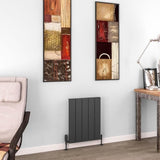 Eastbrook Panel Radiator 600 x 470 / Dual Fuel Eastbrook Charlton Horizontal Aluminium Designer Radiator in Matt Anthracite