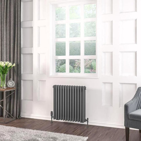 Eastbrook 600 x 608 / Electric Only Eastbrook Rivassa Traditional 3 Column Radiator in Matt Anthracite