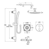 Roca Concealed Shower Set Roca T-500 Round Thermostatic Concealed Shower Valve with Rainshower Head, Shower Handset and Slide Rail Set