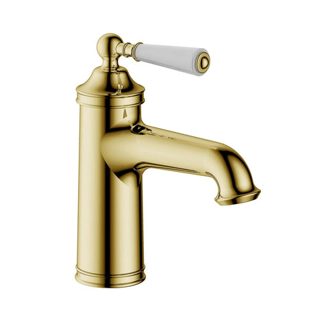 JTP Mono Basin Tap Polished Gold JTP Grosvenor Single Lever Basin Mixer Tap with Clicker Waste