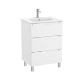 Roca Wall Mounted Vanity Unit Matt White Roca Aleyda 600mm Floor Standing Three Drawer Vanity Unit with Basin