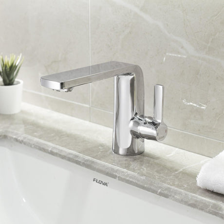 Flova Mono Basin Tap Flova Fusion Mono Basin Mixer Tap with Clicker Waste in Diamond Chrome