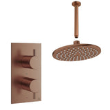 Crosswater Concealed Shower Set Brushed Bronze / Ceiling Arm / 200mm Crosswater Design 2 Handle 1 Outlet Shower Set