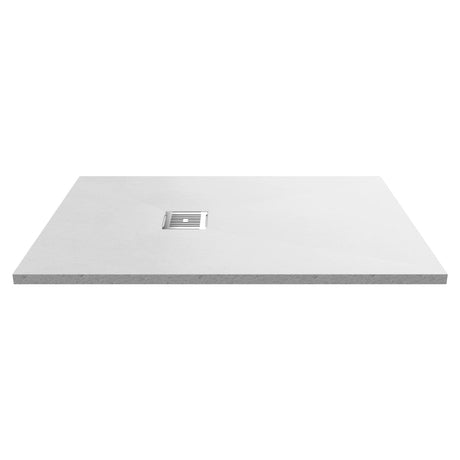 UK Bathroom Store Rectangle Shower Tray Aquarius Urbano Slimline 33mm Slate Effect Rectangular Stone Resin Shower Tray in White Slate