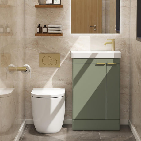 Imex Cloakroom Vanity Unit Reed Green Imex Luna 550mm Floor Standing Double Door Cloakroom Vanity Unit with Basin