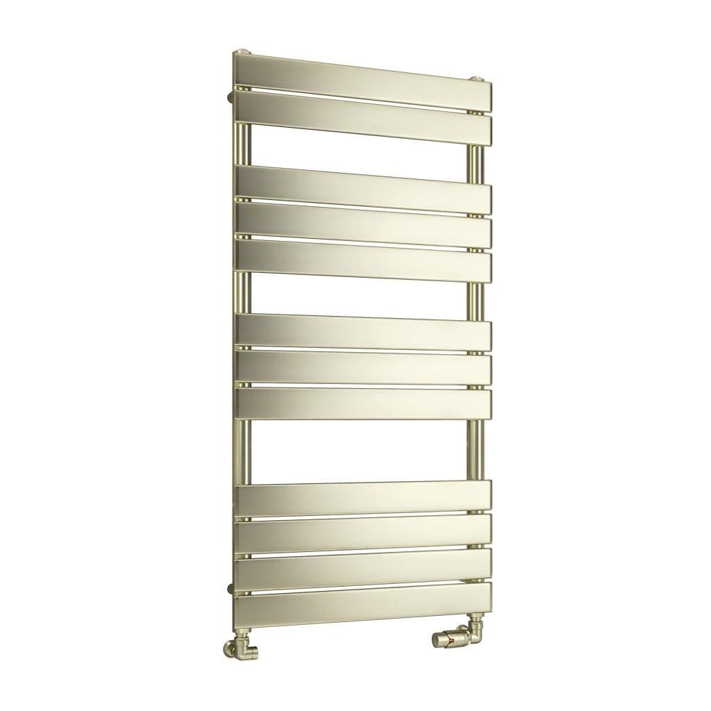 Eastbrook Designer Towel Radiator 1200 x 600 / Dual Fuel Eastbrook Staverton Tube On Tube Straight Radiator in Brushed Brass