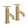 Heritage Pillar Bath Tap Brushed Brass Heritage Salcombe Bath Pillar Taps (Pair)