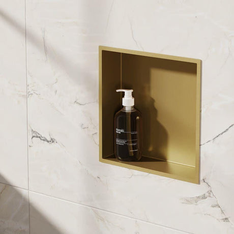 Crosswater Shower Niche Brushed Brass Crosswater Square Shower Niche - 305 x 305 x 80mm for Stud Walls