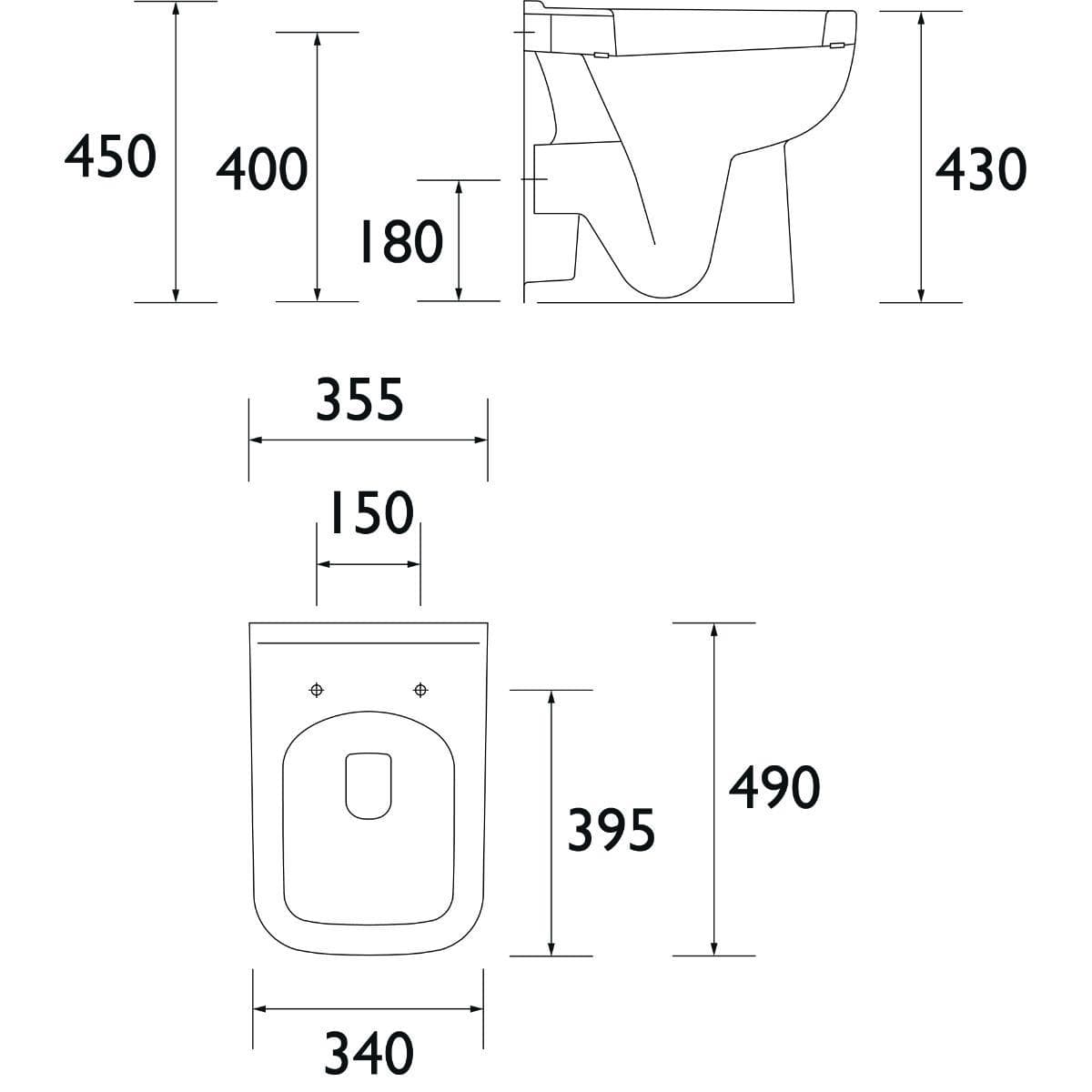 Heritage Back To Wall Toilet Heritage Caversham 600mm WC Unit, Cistern, Clinton Back to Wall Toilet and Soft Close Seat Bundle