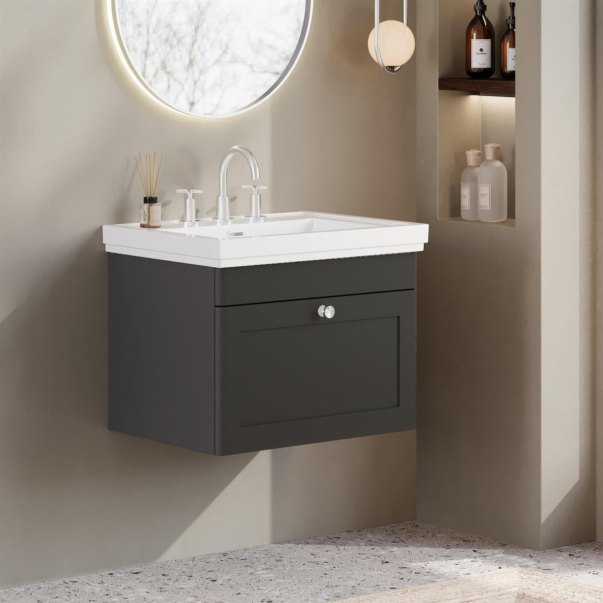 Aquarius Wall Mounted Vanity Unit Aquarius Leighton 600mm Wall Mounted One Drawer Vanity Unit with Basin