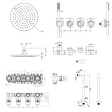 UK Bathroom Store Concealed Shower Set Crosswater Module Shower Set 8 - 2 Outlet with Pencil Handset and Overhead Shower