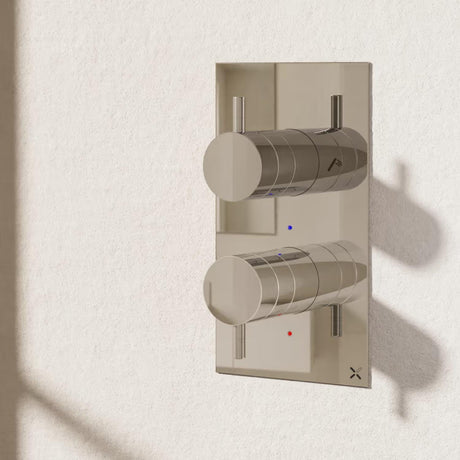 Crosswater Concealed Shower Valve Chrome Crosswater MPRO 2 Outlet, 2 Handle Portrait Concealed Thermostatic Shower Valve (Shower/Handset)