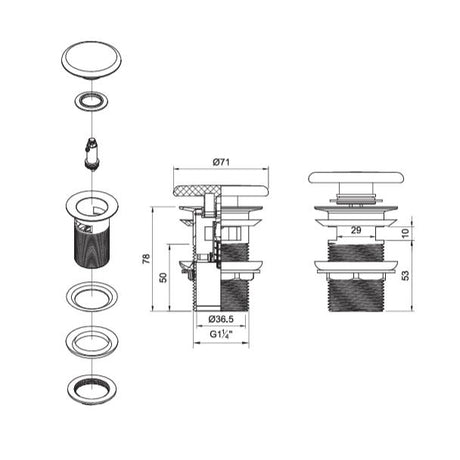 Crosswater White Ceramic Basin Click Clack Slotted Basin Waste in Chrome
