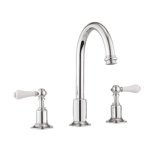 Crosswater 3 Tap Hole Basin Set Crosswater Belgravia Lever 3 Hole Basin Mixer Tap with Pop-Up Waste in Chrome