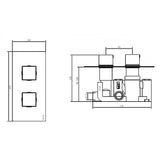 Imex Concealed Shower Set Imex Bloque2 1 Outlet, 2 Handle Concealed Shower Valve with Square 200mm Fixed Head in Chrome