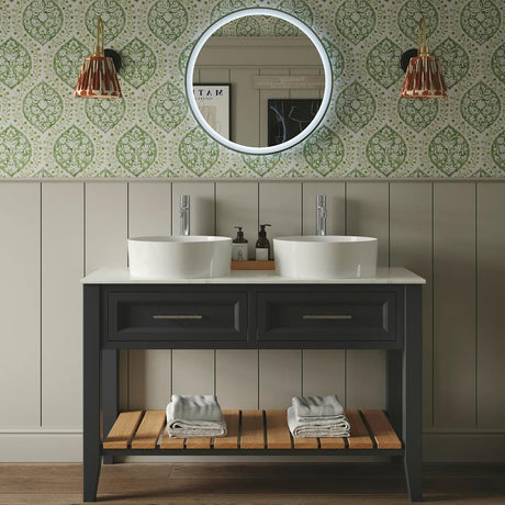 Heritage Floor Standing Vanity Unit Graphite Heritage Broughton 1200mm Washstand, Worktop and Double Basin Bundle