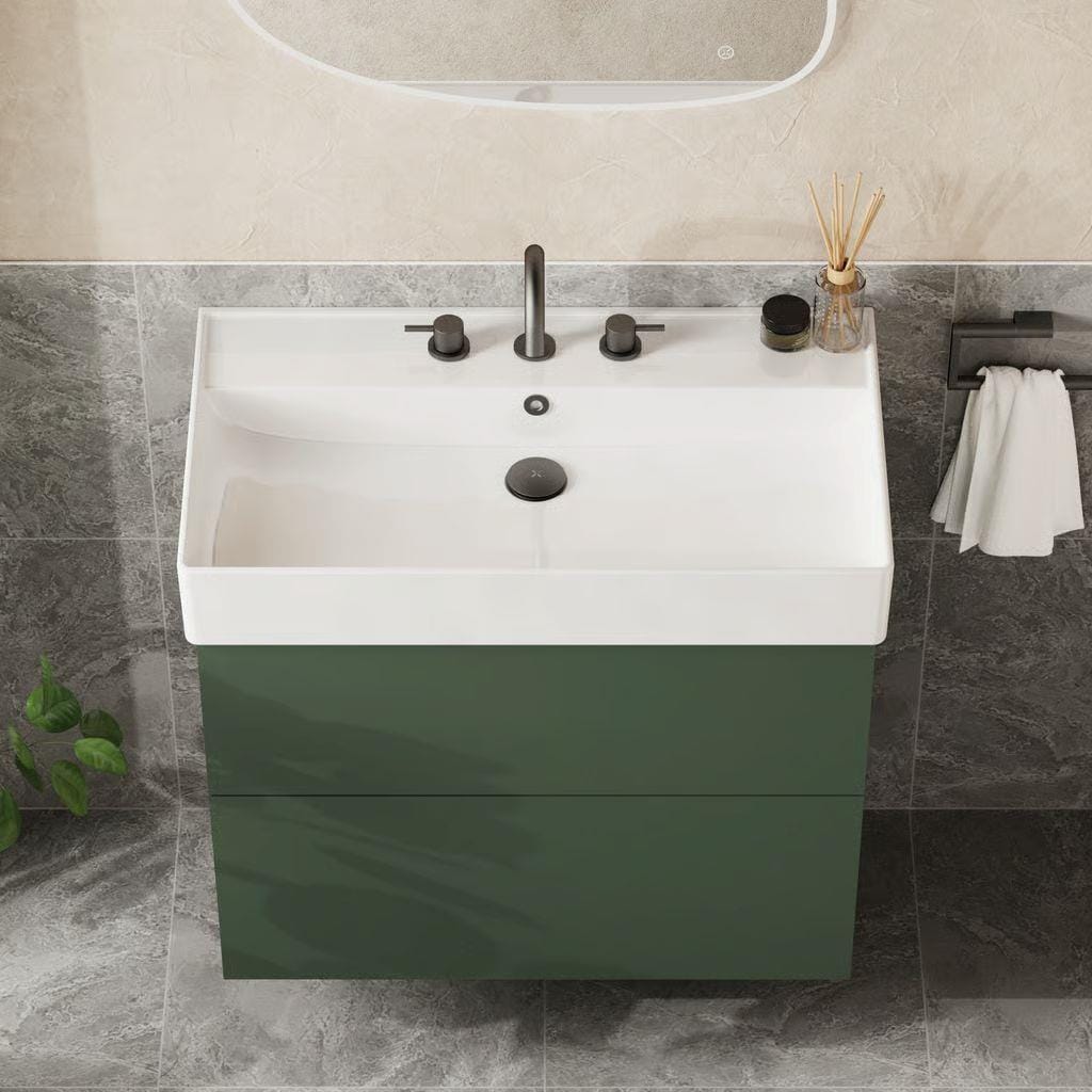 Crosswater Wall Mounted Vanity Unit Crosswater Avenue 800mm Two Drawer Wall Mounted Vanity Unit with Basin