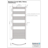 Eastbrook Wendover Curved Vertical Heated Towel Rail in Chrome