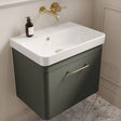 Saneux Wall Mounted Vanity Unit Saneux Hyde 550mm Wall Mounted One Drawer Vanity Unit in Matte Sage with 0 Tap Hole Basin