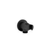 Imex Shower Brackets and Outlets Matt Black Imex Round Wall Outlet Elbow with Handset Bracket