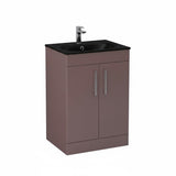 Imex Floor Standing Vanity Unit Plum / Black Imex Croma Floor Standing Double Door 600mm Vanity Unit with 1 Tap Hole Basin