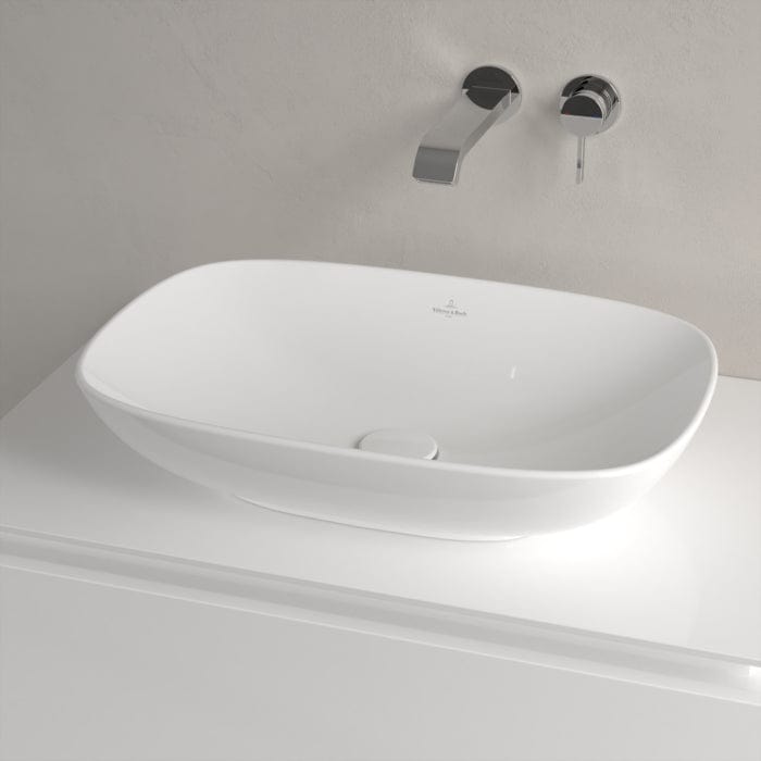 Villeroy & Boch Countertop Basin Villeroy & Boch Loop & Friends Curved Rectangular 560mm Countertop Basin (with Overflow) in White Alpin