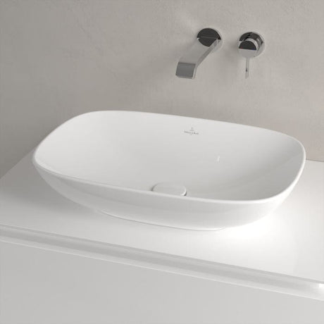 Villeroy & Boch Countertop Basin Villeroy & Boch Loop & Friends Curved Rectangular 560mm Countertop Basin (with Overflow) in White Alpin