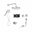 Roca Concealed Shower Set Chrome Roca T-Multi Thermostatic Concealed Shower Valve with Rainshower Head, Shower Handset and Overflow Bath Filler