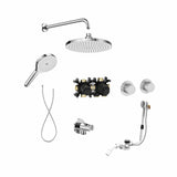 Roca Concealed Shower Set Chrome Roca T-Multi Thermostatic Concealed Shower Valve with Rainshower Head, Shower Handset and Overflow Bath Filler