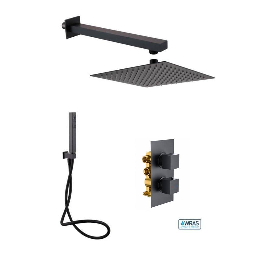 Aquarius Bathrooms Concealed Shower Set Aquarius RainLux Square 2 Outlet Shower Bundle