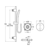 Roca Concealed Shower Set Roca T-500 Round Thermostatic Concealed Shower Valve with with Shower Handset and Slide Rail Set