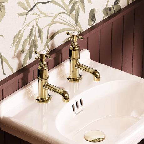 Burlington Pillar Basin Tap Gold Burlington Guild Basin Pillar Taps (Pair)
