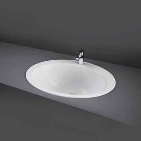 RAK Semi-Recessed Basin RAK Jessica 530mm Inset Countertop Basin with 1 Tap Hole in White
