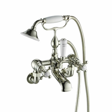 JTP Bath Shower Mixer Nickel JTP Grosvenor Cross Wall Mounted Bath Shower Mixer with Kit