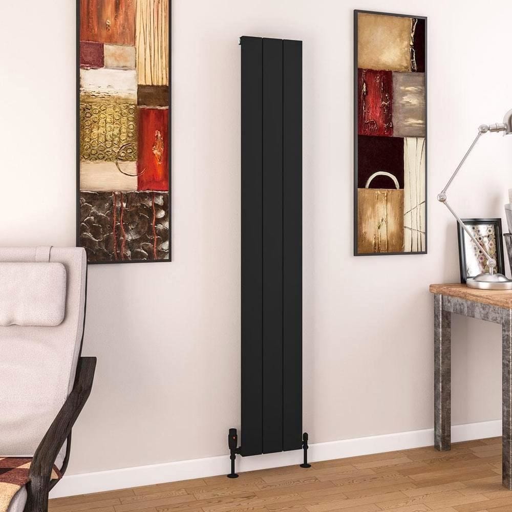 Eastbrook Charlton Vertical Aluminium Designer Radiator in Matt Black