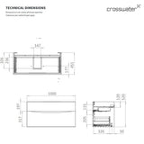 Crosswater Wall Mounted Vanity Unit Crosswater Glide II Wall Mounted Two Drawer Vanity Unit with Worktop