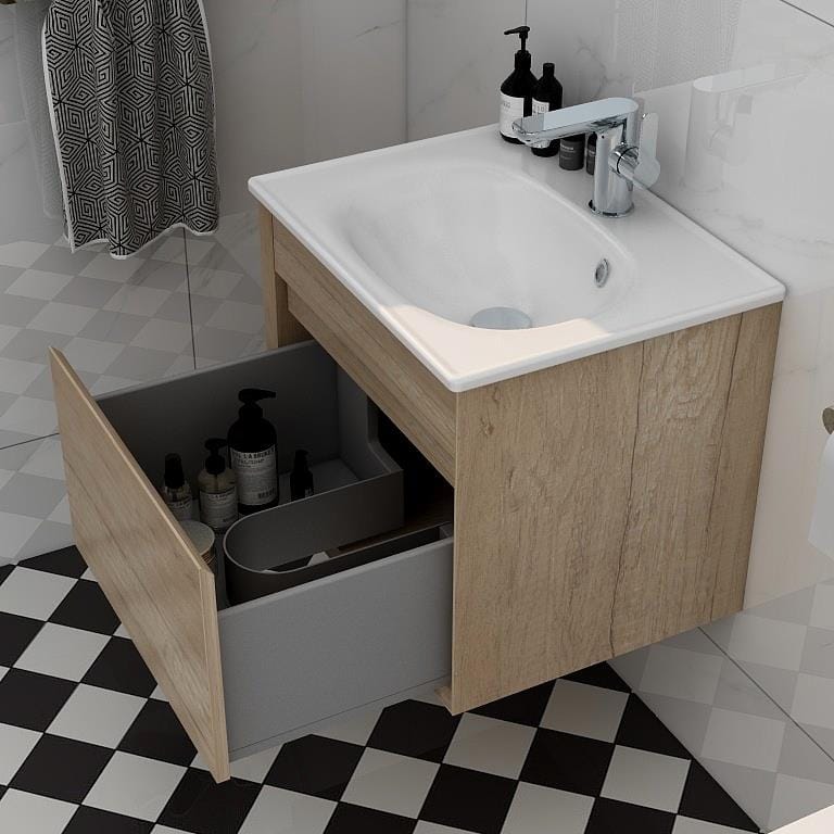 Imex Wall Mounted Vanity Unit Imex Alma Wall Mounted Single Drawer 600mm Vanity Unit with Basin