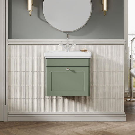 Aquarius Bathrooms Wall Mounted Vanity Unit Green / 1 Aquarius Leighton 500mm Wall Mounted One Drawer Vanity Unit with Basin
