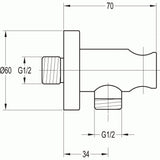 Flova Shower Brackets and Outlets Flova Levo Round Wall Outlet Elbow with Handset Holder