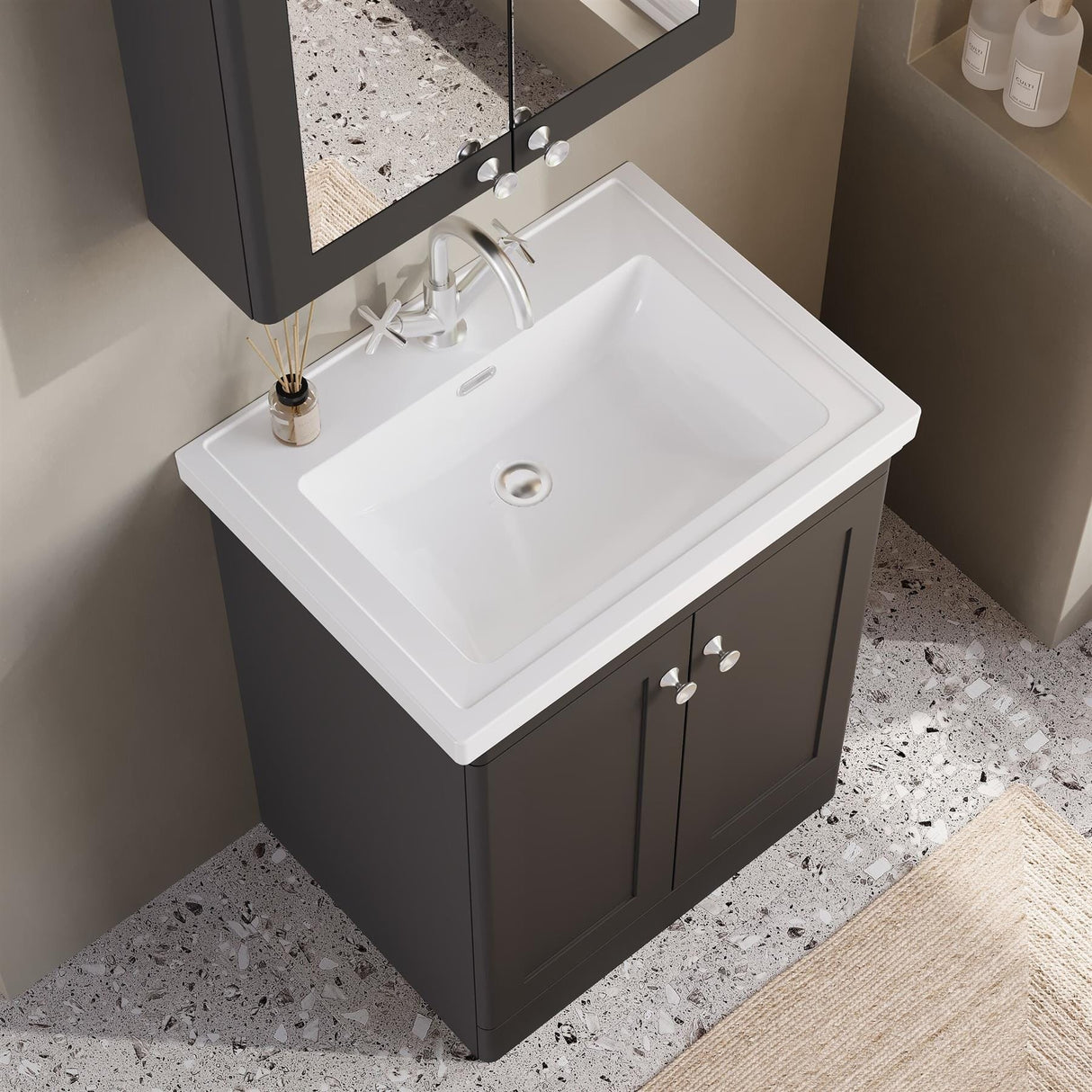 Aquarius Bathrooms Floor Standing Vanity Unit Aquarius Leighton 500mm Floor Standing Two Door Vanity Unit with Basin