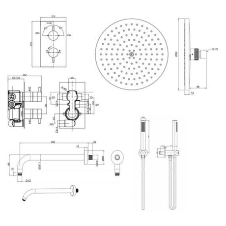 Crosswater Concealed Shower Set Crosswater Kai 2 Outlet 2 Handle Thermostatic Shower Valve with Kit in Chrome
