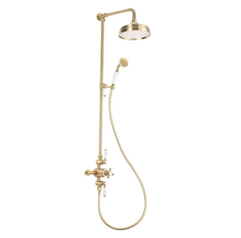 Aquarius Shower Set Brushed Brass Aquarius Chic Thermostatic Exposed Adjustable Shower Kit