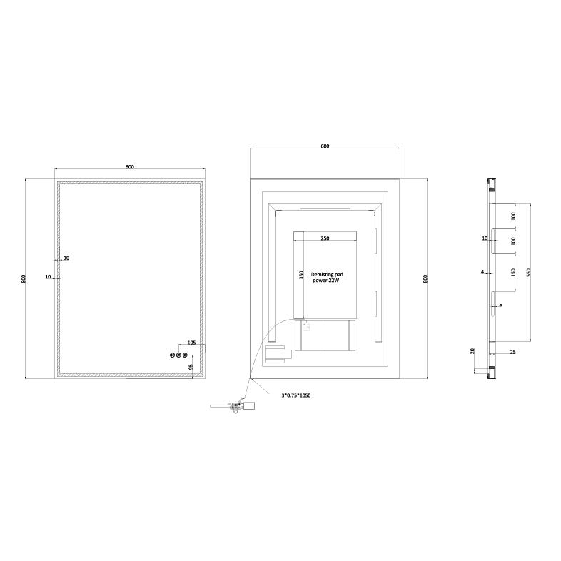 Crosswater Illuminated Mirror Crosswater MPRO LED Illuminated Rectangular Mirror